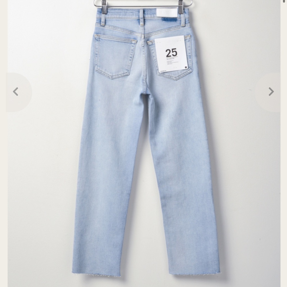 RE/DONE 70’s High Rise Stove Pipe Jeans Crops Raw Edge in Light 14 - Picture 2 of 11